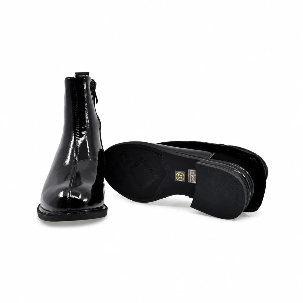 Ghete dama casual Anna Viotti piele lacuita D111-26AW26-3 negre