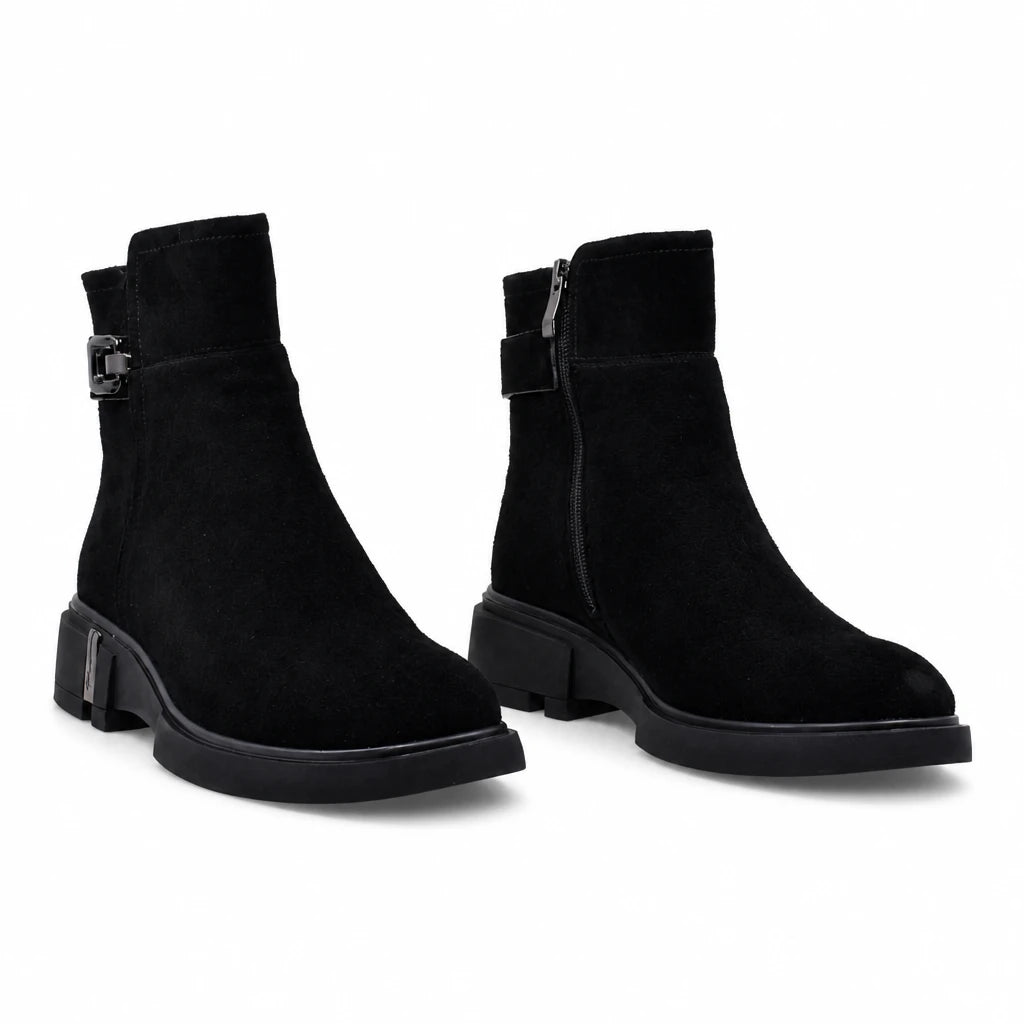 Ghete dama casual Anna Viotti piele intoarsa D111-26AW31-1 negre