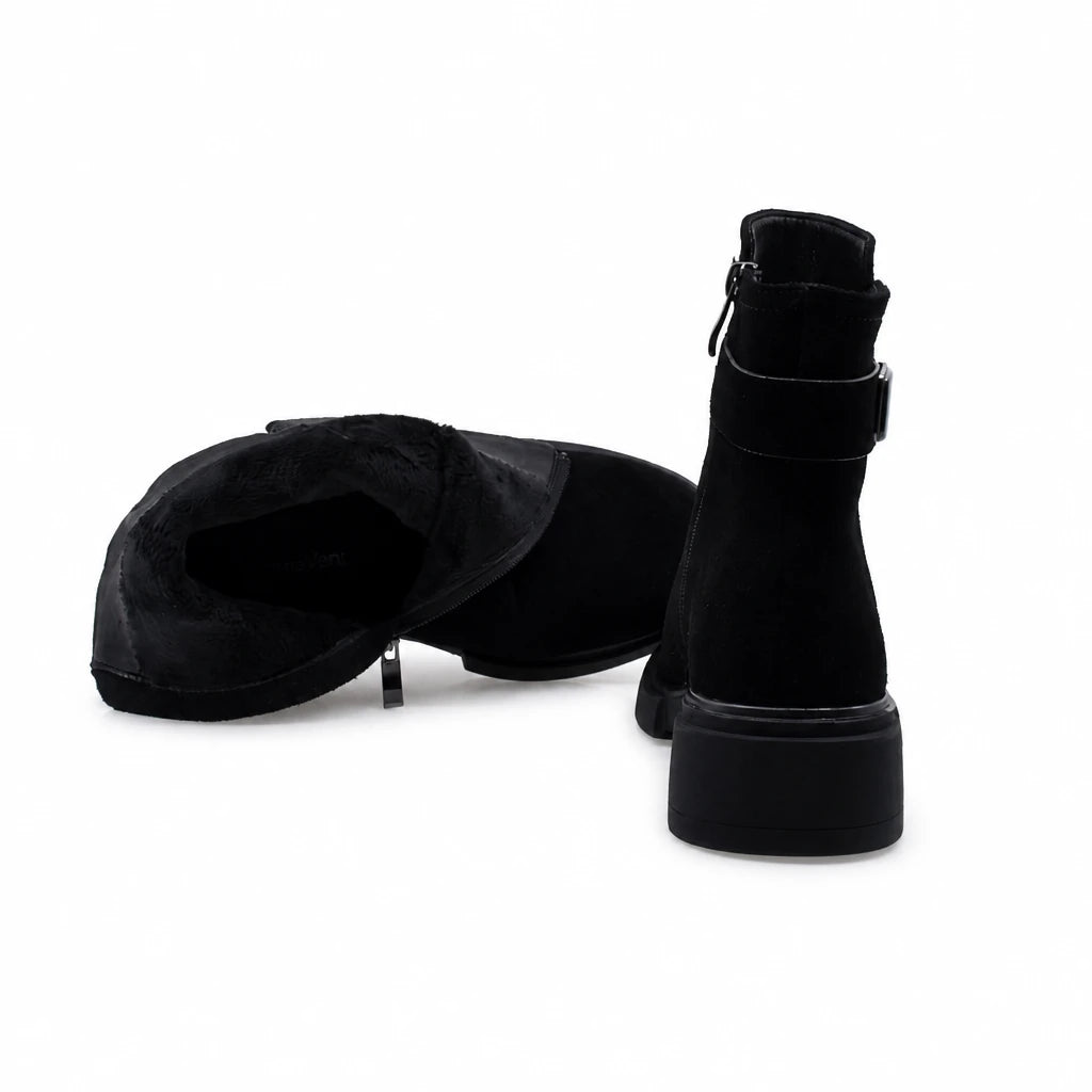 Ghete dama casual Anna Viotti piele intoarsa D111-26AW31-1 negre