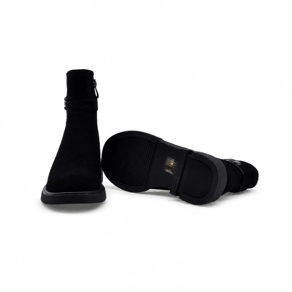 Ghete dama casual Anna Viotti piele intoarsa D111-26AW31-1 negre