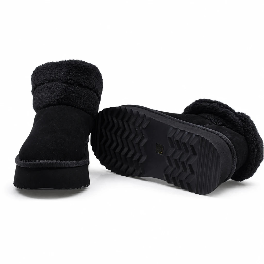 Ghete dama casual Anna Viotti piele intoarsa D113-AV2712 negre