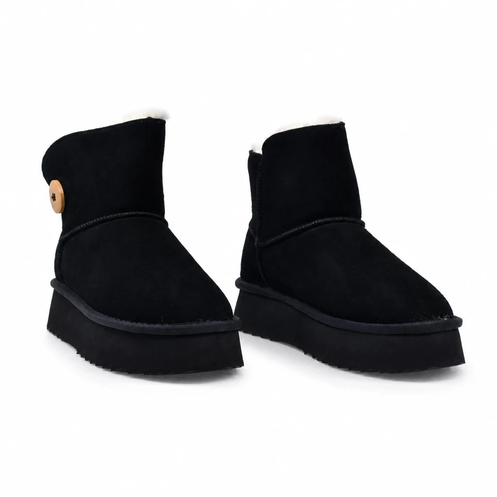 Ghete dama casual Anna Viotti piele intoarsa D113-AV2713 negre