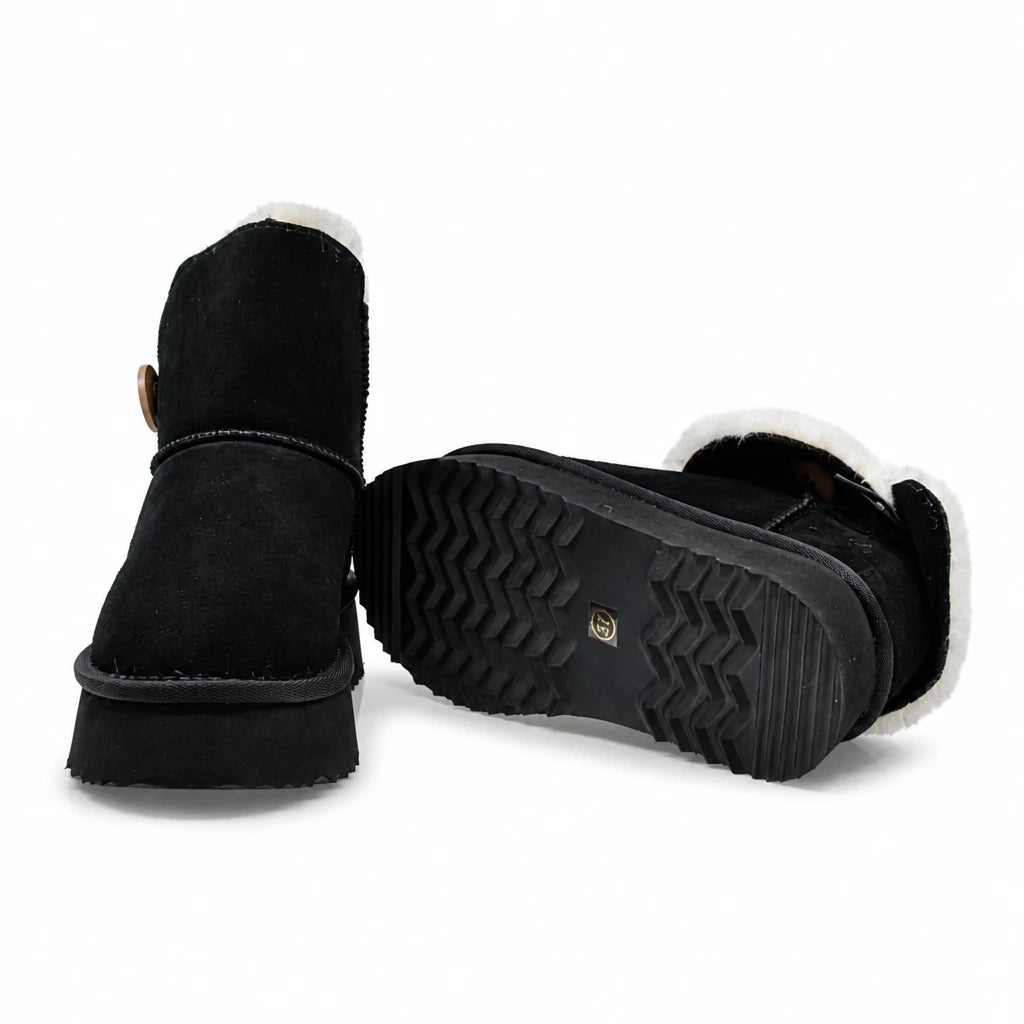 Ghete dama casual Anna Viotti piele intoarsa D113-AV2713 negre