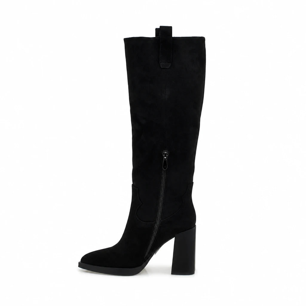 Cizme dama elegante Anna Viotti piele intoarsa D122-P113-236 negre