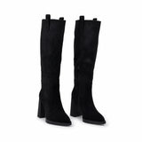 Cizme dama elegante Anna Viotti piele intoarsa D122-P113-236 negre