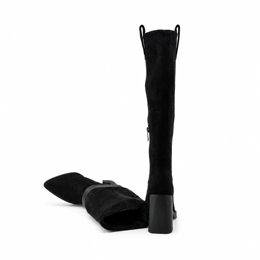 Cizme dama elegante Anna Viotti piele intoarsa D122-P113-236 negre