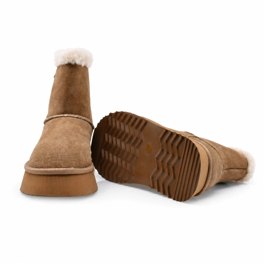 Ghete dama casual Anna Viotti piele intoarsa D113-AV2716 camel