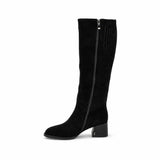 Cizme dama elegante Anna Viotti piele intoarsa D122-P115-699 negre