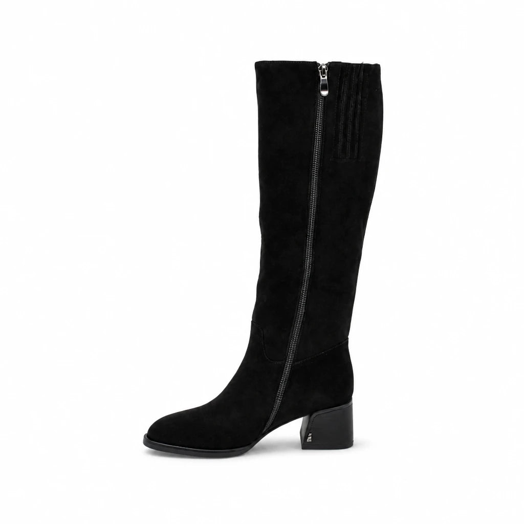 Cizme dama elegante Anna Viotti piele intoarsa D122-P115-699 negre
