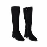 Cizme dama elegante Anna Viotti piele intoarsa D122-P115-699 negre