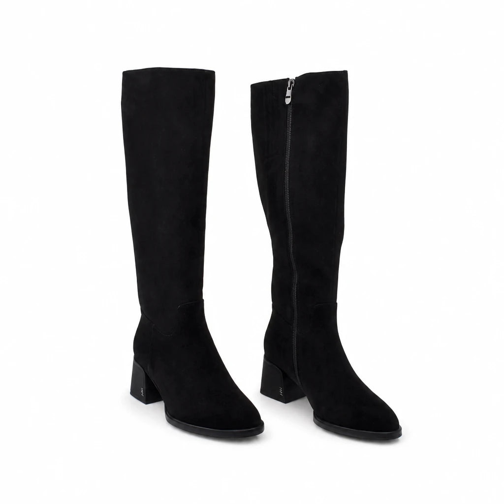 Cizme dama elegante Anna Viotti piele intoarsa D122-P115-699 negre