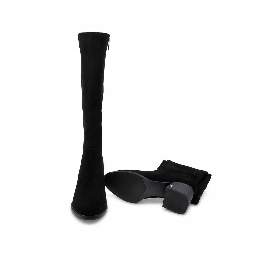 Cizme dama elegante Anna Viotti piele intoarsa D122-P115-699 negre
