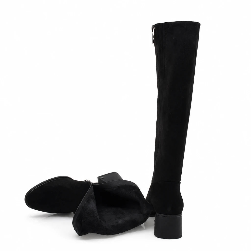 Cizme dama elegante Anna Viotti piele intoarsa D122-P115-699 negre