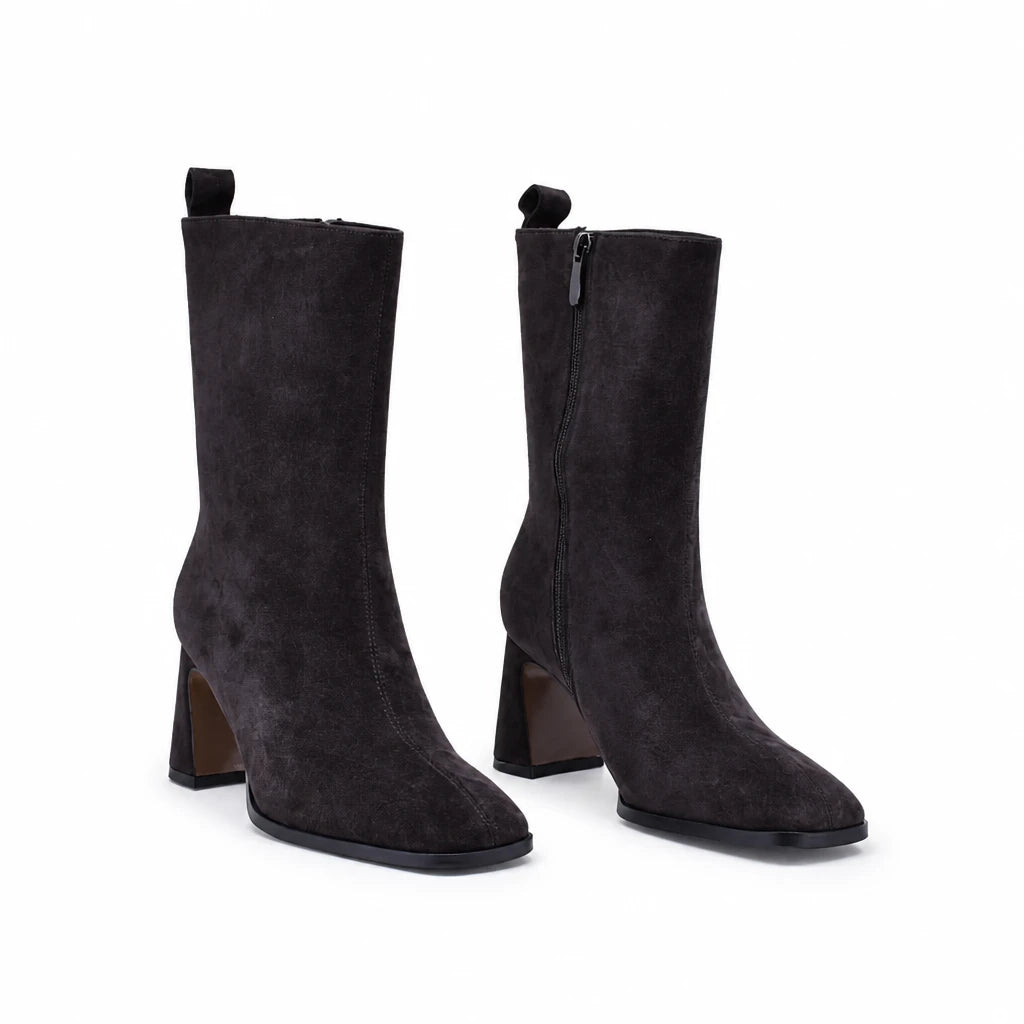 Cizme dama elegante Anna Viotti piele intoarsa D122-P115-730 maro