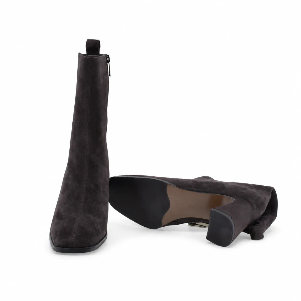 Cizme dama elegante Anna Viotti piele intoarsa D122-P115-730 maro