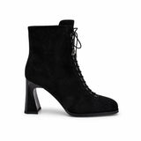 Ghete dama elegante Anna Viotti piele intoarsa D122-W81-6H214-2 negre