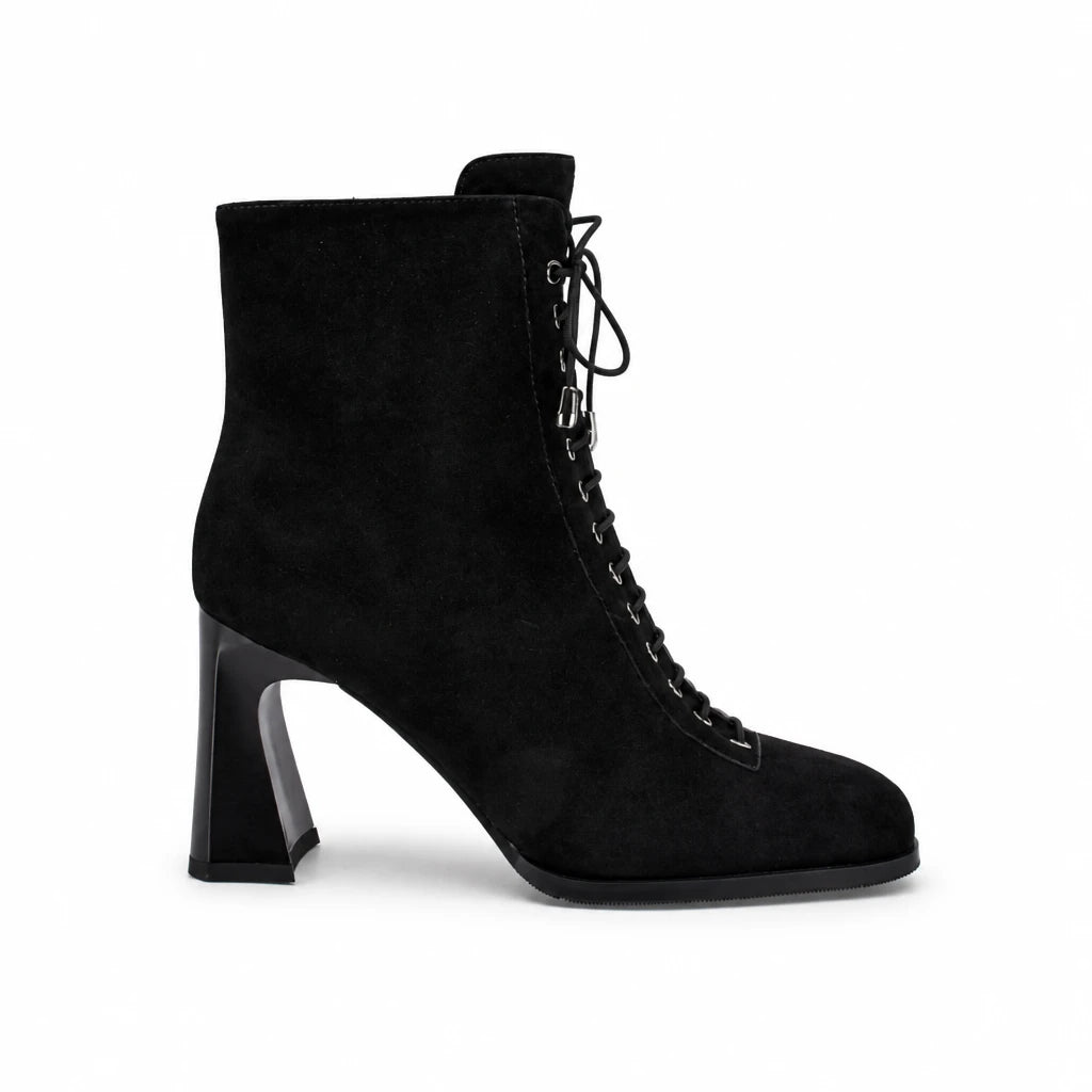 Ghete dama elegante Anna Viotti piele intoarsa D122-W81-6H214-2 negre