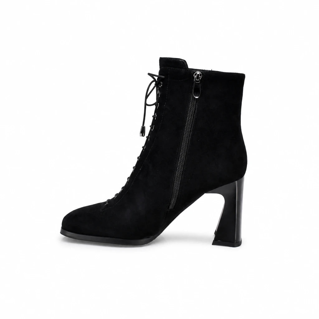 Ghete dama elegante Anna Viotti piele intoarsa D122-W81-6H214-2 negre