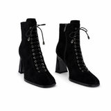 Ghete dama elegante Anna Viotti piele intoarsa D122-W81-6H214-2 negre