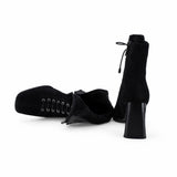 Ghete dama elegante Anna Viotti piele intoarsa D122-W81-6H214-2 negre