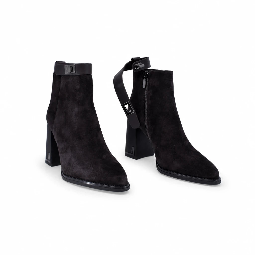 Ghete dama elegante Anna Viotti piele intoarsa D122-W19-5H597-4 maro