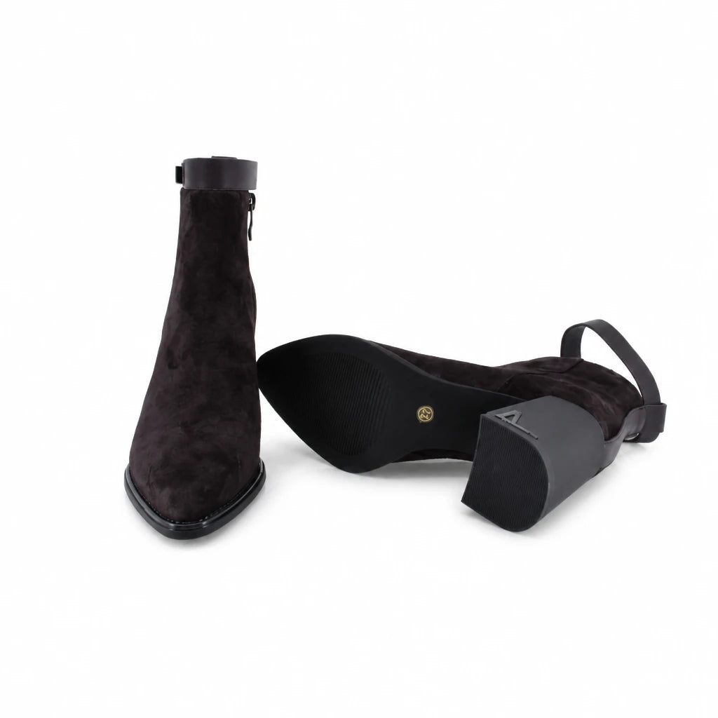 Ghete dama elegante Anna Viotti piele intoarsa D122-W19-5H597-4 maro