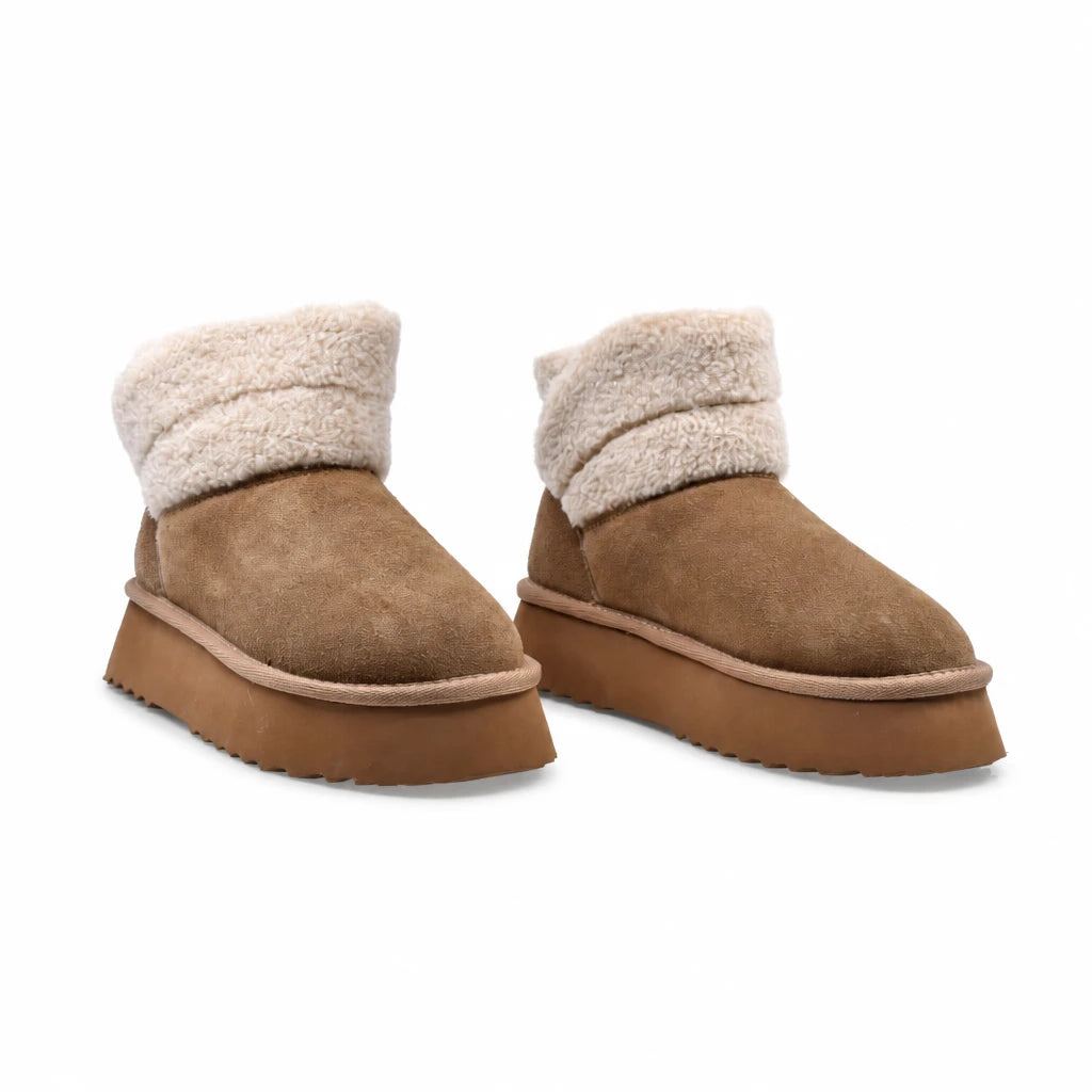 Ghete dama casual Anna Viotti piele intoarsa D113-AV2712 camel