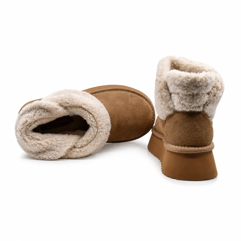 Ghete dama casual Anna Viotti piele intoarsa D113-AV2712 camel