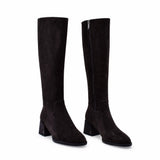 Cizme dama elegante Anna Viotti piele intoarsa D122-P115-699 maro