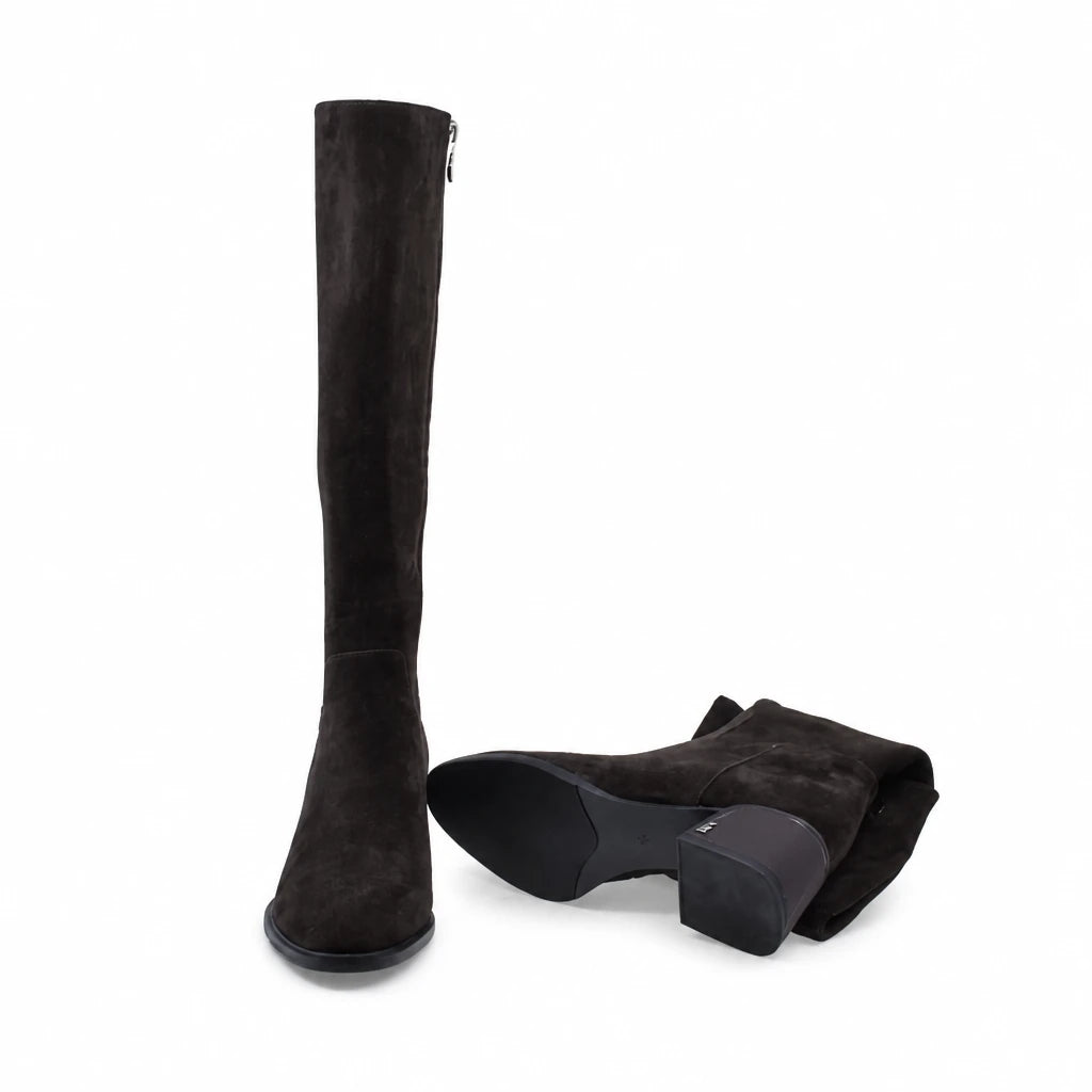 Cizme dama elegante Anna Viotti piele intoarsa D122-P115-699 maro