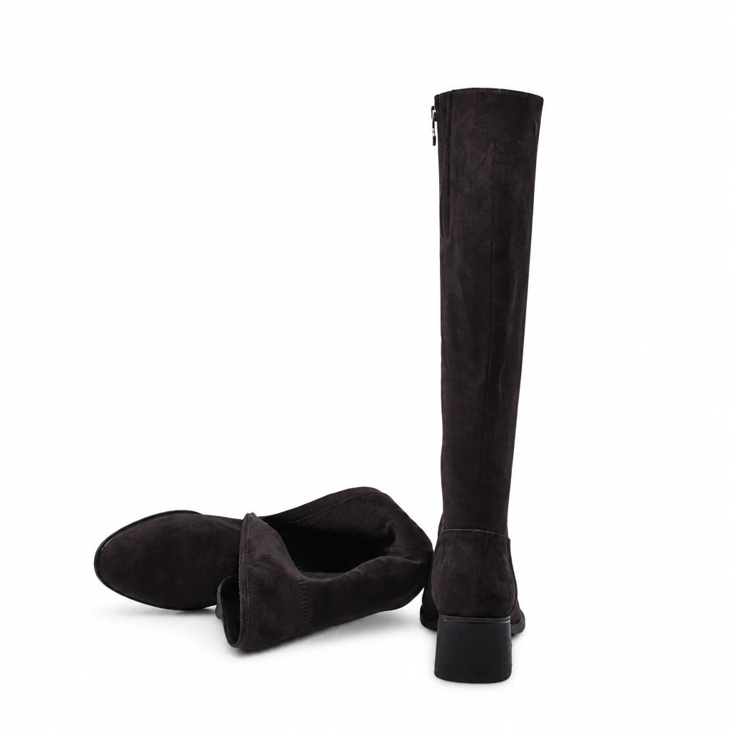 Cizme dama elegante Anna Viotti piele intoarsa D122-P115-699 maro