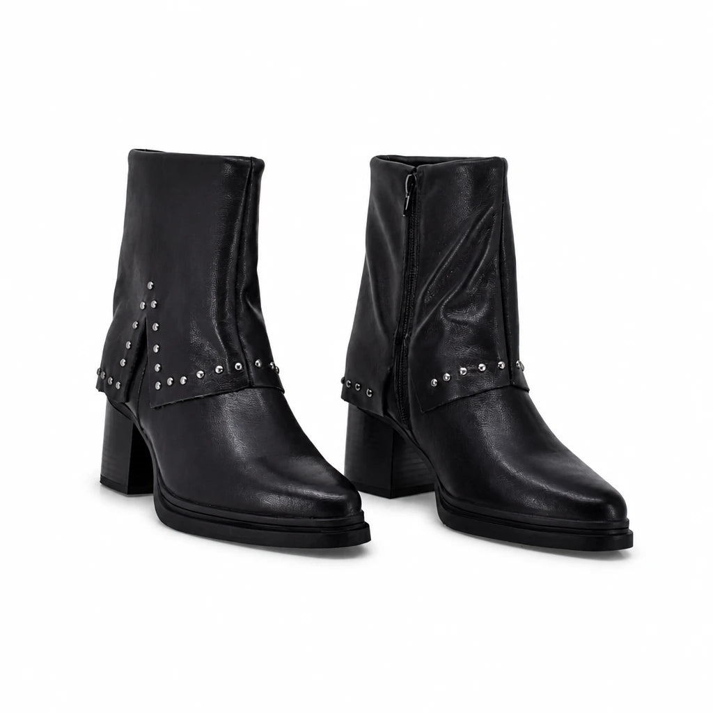 Botine dama casual Anna Viotti piele naturala D115-80935-05T negre