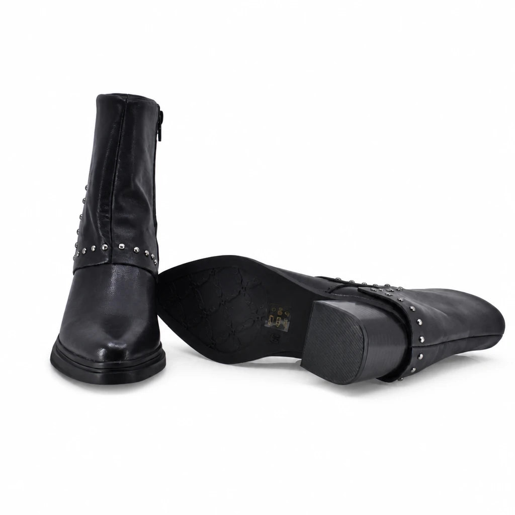 Botine dama casual Anna Viotti piele naturala D115-80935-05T negre