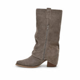 Cizme Dama Casual Anna Viotti Piele Intoarsa D115-138830-14R kaki