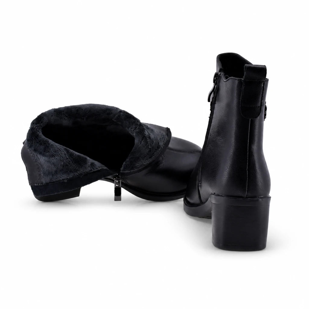 Ghete dama casual Anna Viotti piele naturala D111-3E76615-1 negre