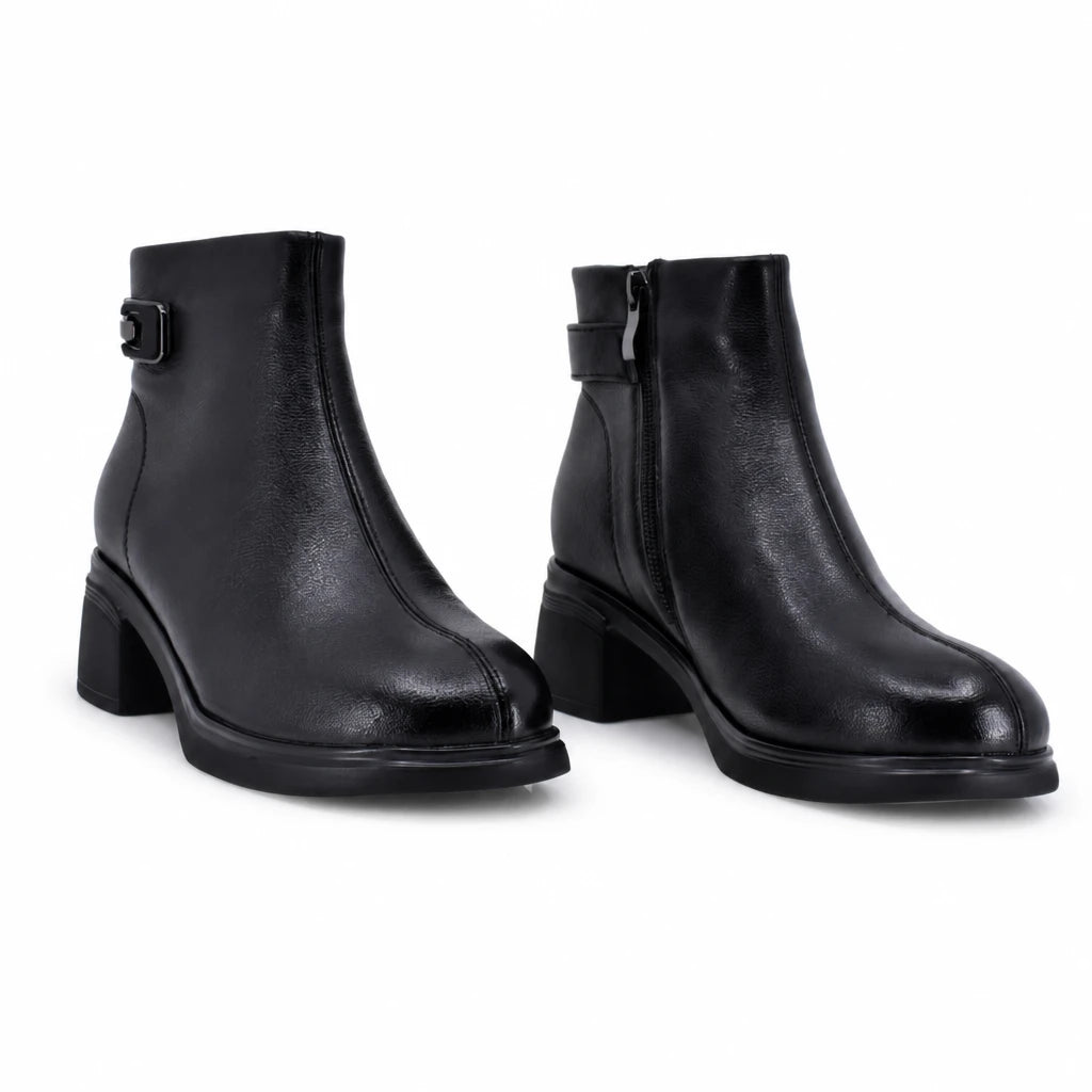 Ghete dama casual Anna Viotti piele naturala D111-5F17001-1 negre