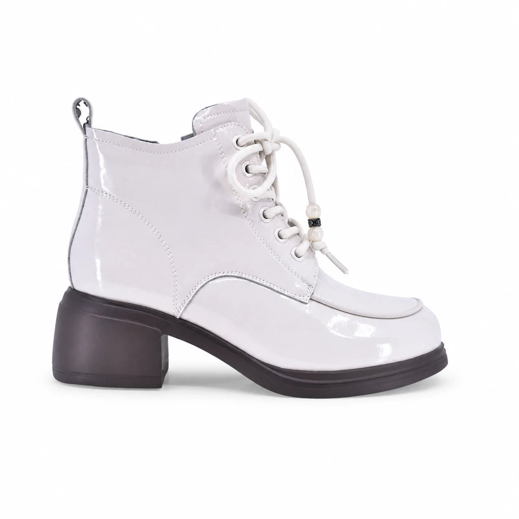 Ghete dama casual Anna Viotti piele lacuita D111-5F88601-751 bej