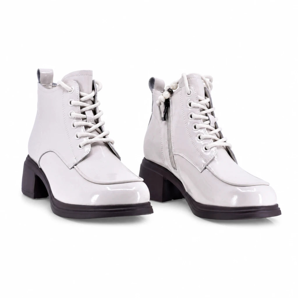 Ghete dama casual Anna Viotti piele lacuita D111-5F88601-751 bej