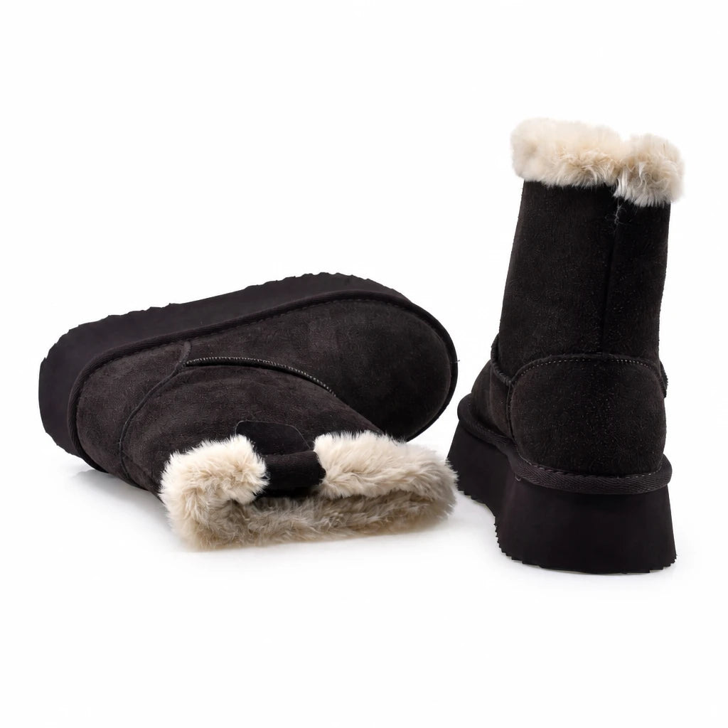 Ghete dama casual Anna Viotti piele intoarsa D113-AV2716 maro