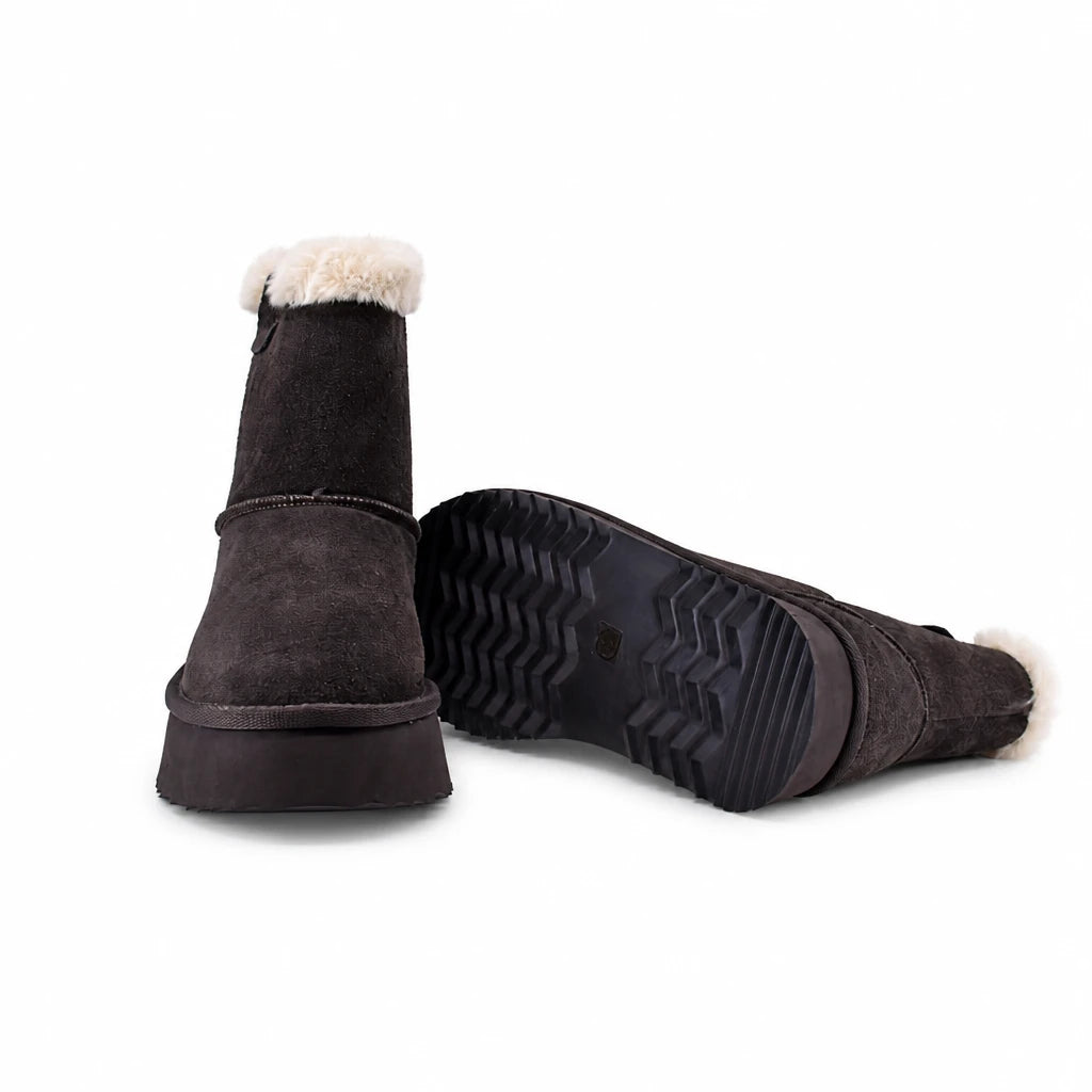 Ghete dama casual Anna Viotti piele intoarsa D113-AV2716 maro