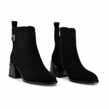 Botine dama elegante Anna Viotti piele intoarsa D123-J5.5-A2722-830-Y36 negre