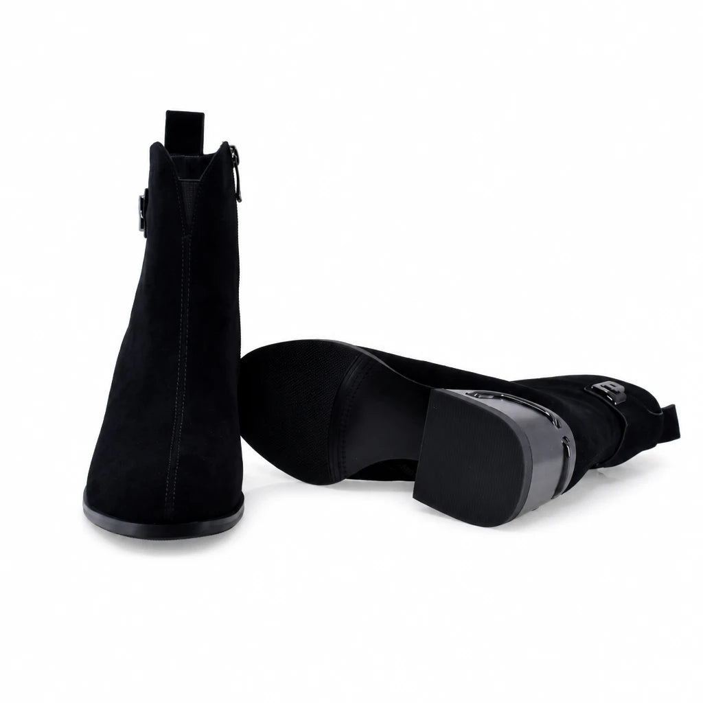 Botine dama elegante Anna Viotti piele intoarsa D123-J5.5-A2722-830-Y36 negre