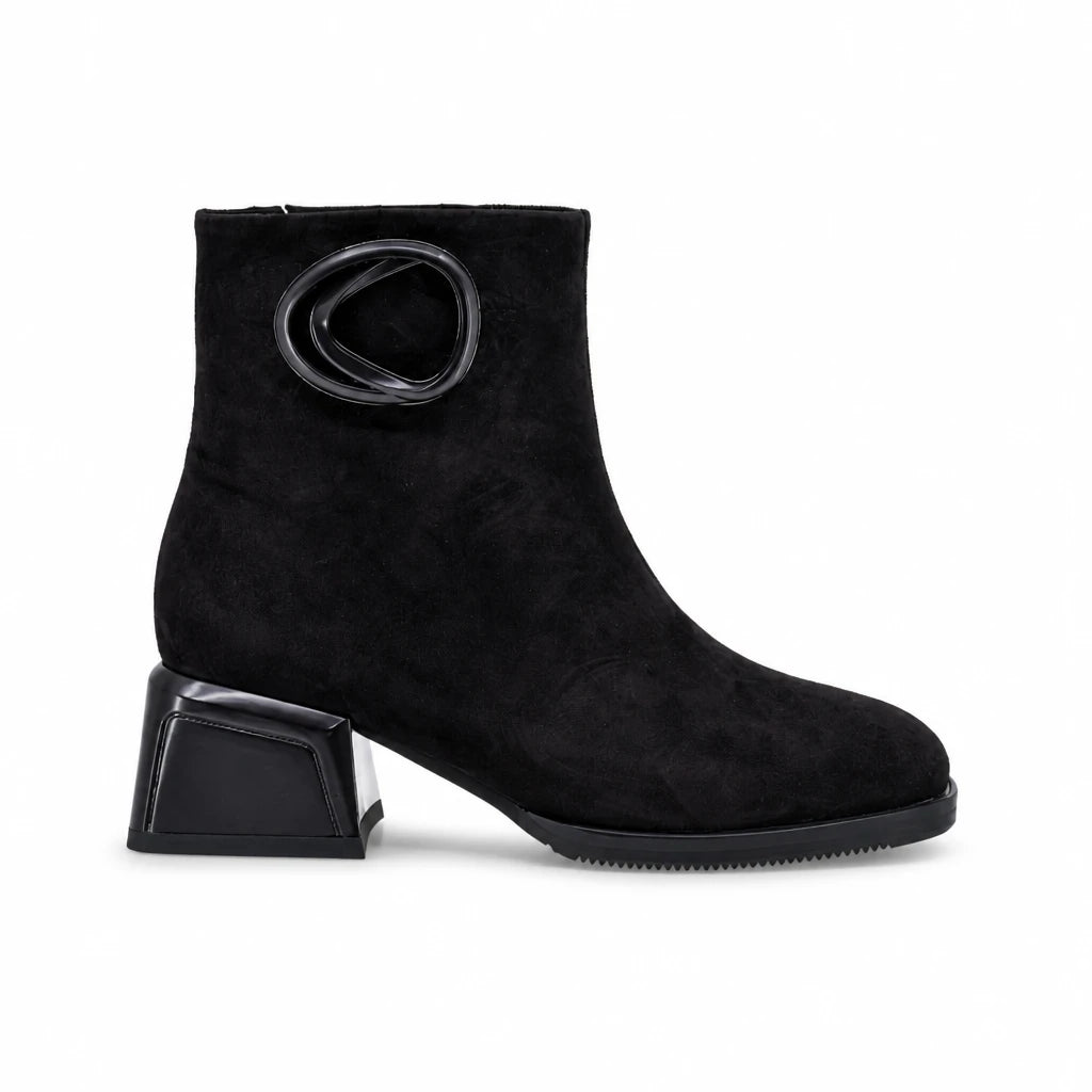 Botine dama elegante Anna Viotti piele intoarsa D123-J5A2721-700-H802 maro