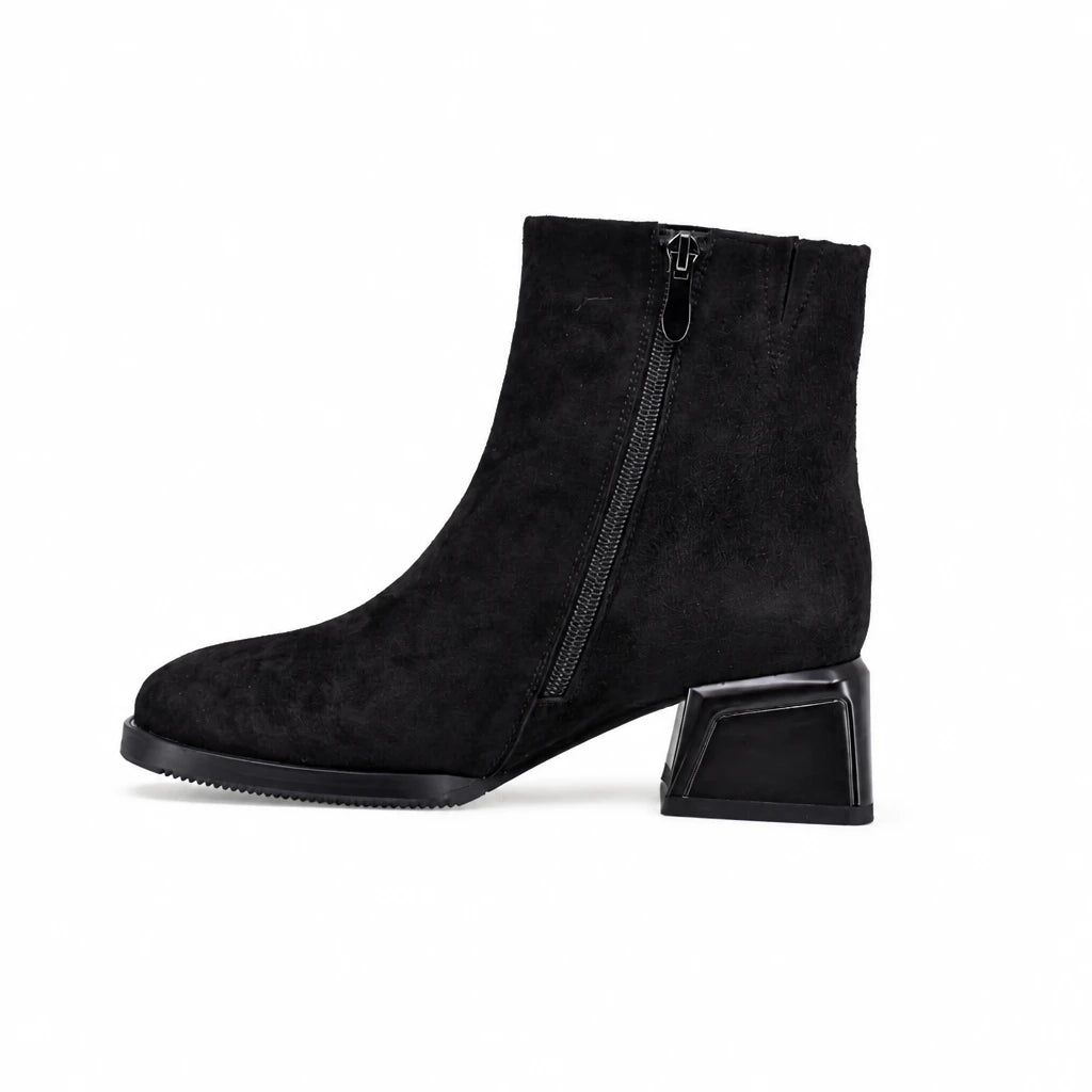 Botine dama elegante Anna Viotti piele intoarsa D123-J5A2721-700-H802 maro
