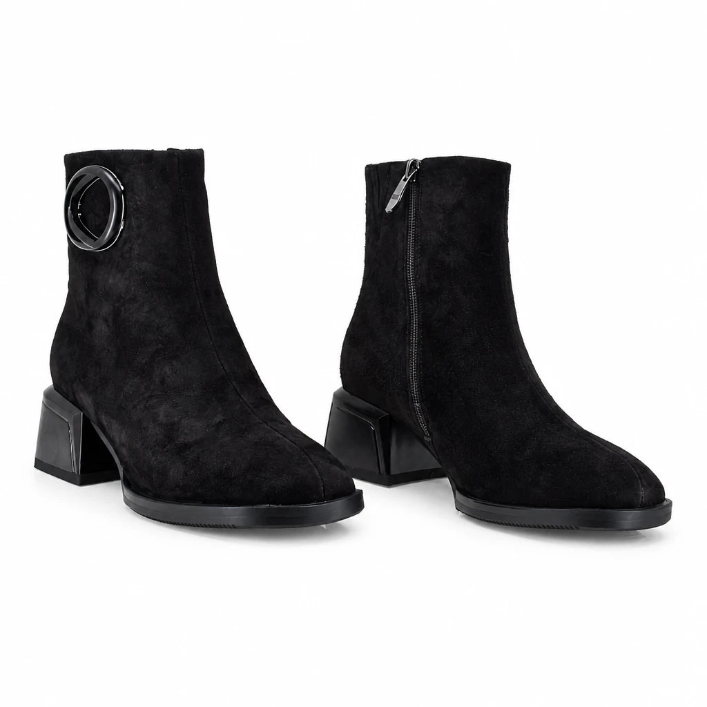 Botine dama elegante Anna Viotti piele intoarsa D123-J5A2721-700-H802 maro