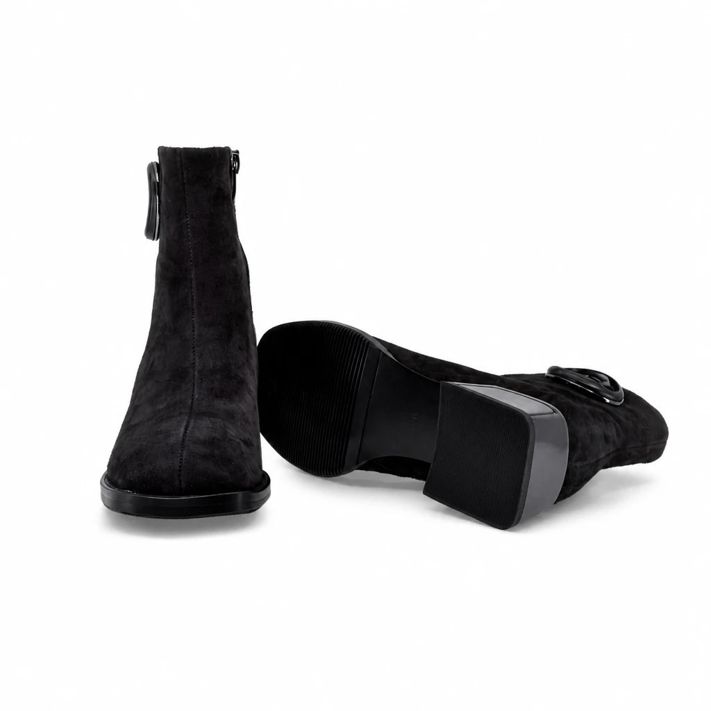 Botine dama elegante Anna Viotti piele intoarsa D123-J5A2721-700-H802 maro