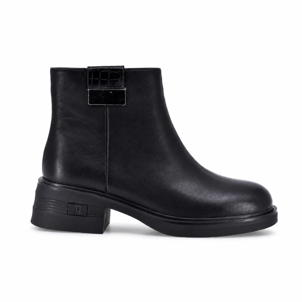 Ghete dama casual Anna Viotti piele naturala D125-5J148-R03 negre
