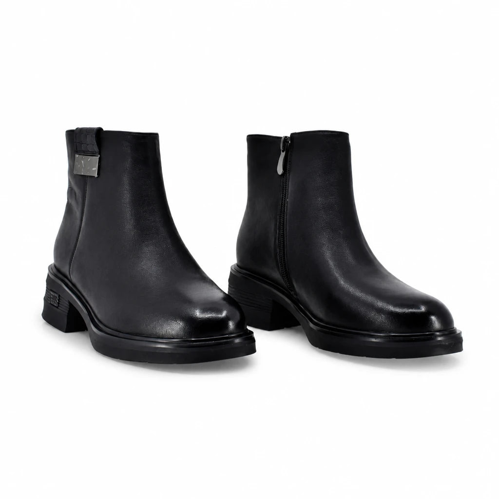 Ghete dama casual Anna Viotti piele naturala D125-5J148-R03 negre