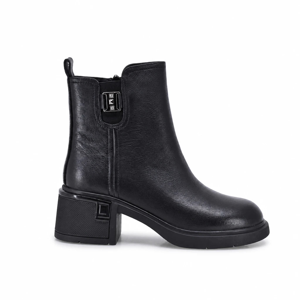 Ghete dama casual Anna Viotti piele naturala D125-5J223-R01 negre
