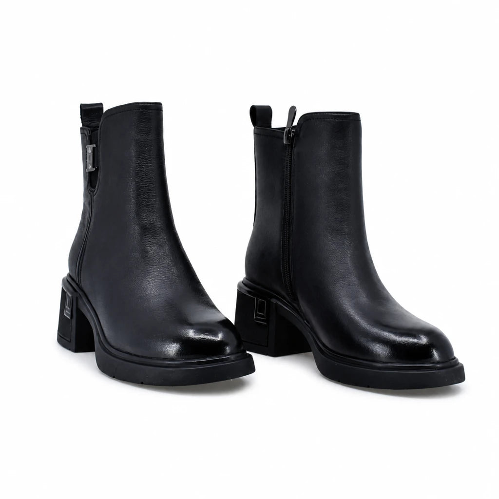 Ghete dama casual Anna Viotti piele naturala D125-5J223-R01 negre